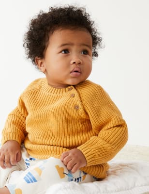 

Boys M&S Collection Pure Cotton Knitted Jumper (0-3 Yrs) - Pale Gold, Pale Gold