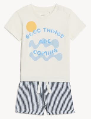 2pc Pure Cotton Slogan Outfit