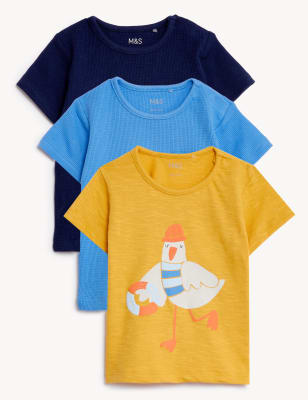 3pk Pure Cotton T-Shirts (0-3 Yrs) - MX