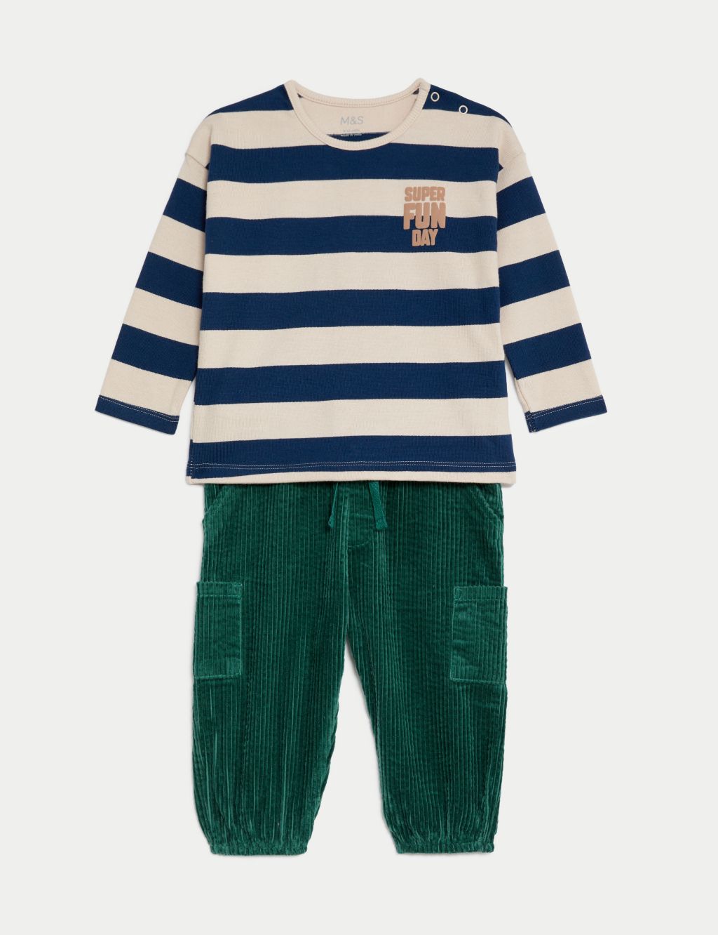 2pc Pure Cotton Striped Outfit (0-3 Yrs) image 1