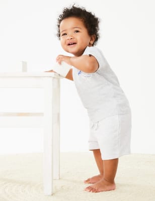 

M&S Collection Shorts mit hohem Baumwollanteil (0-3 J.) - Grey Marl, Grey Marl