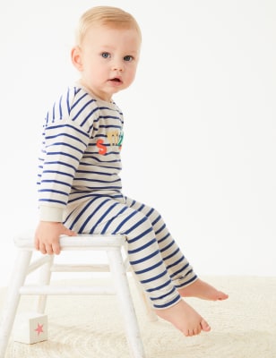 

M&S Collection Leggings de algodón de rayas (0-3 años) - Blue, Blue