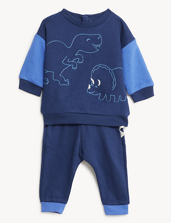2pc Cotton Rich Dinosaur Outfit (0-3 Yrs) - AT