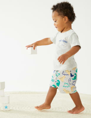 

Boys M&S Collection Cotton Rich Dinosaur Shorts (0-3 Yrs) - Grey Marl, Grey Marl