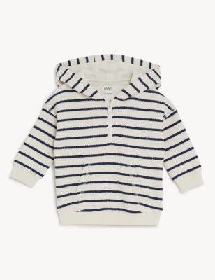 Cotton Rich Hooded Striped Sweater (0-3 Yrs) - AT