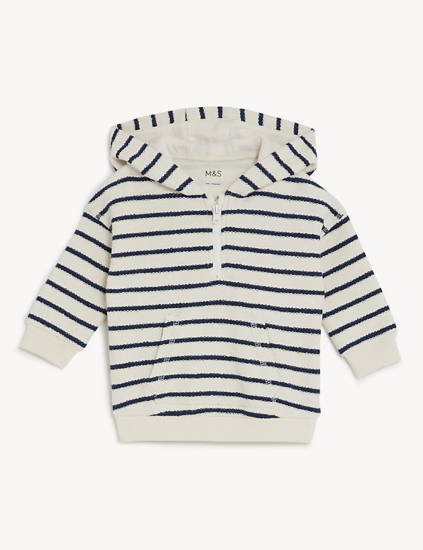 Cotton Rich Hooded Striped Sweater (0-3 Yrs) - IS