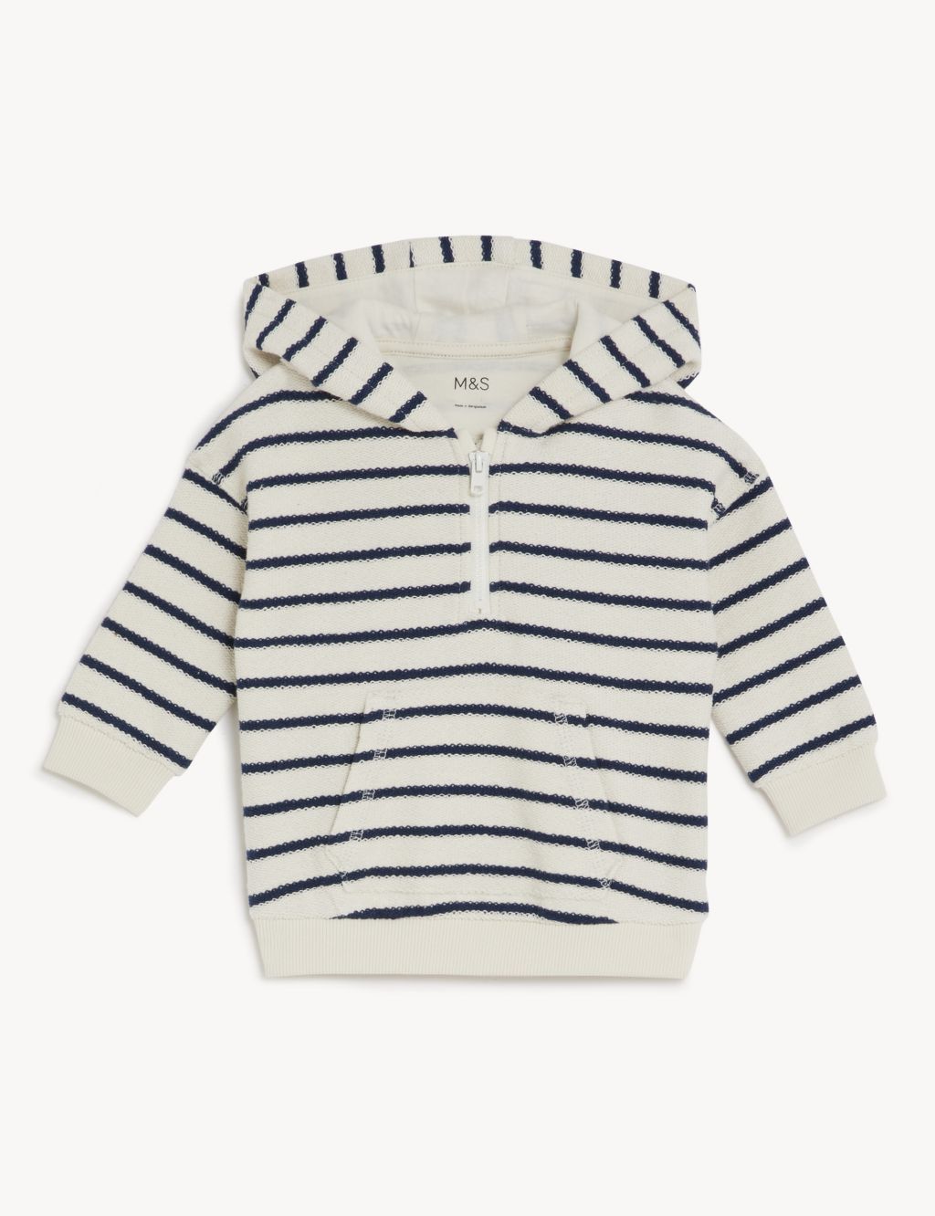 Cotton Rich Hooded Striped Sweater (0-3 Yrs) image 1