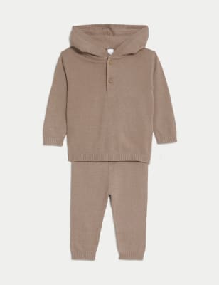 

Boys M&S Collection 2pc Knitted Hooded Outfit (0-3 Yrs) - Mink, Mink