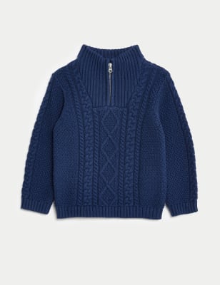 

Boys M&S Collection Pure Cotton Knitted Jumper (0-3 Yrs) - Navy, Navy