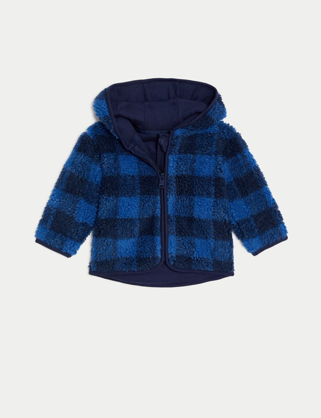 Fleece Checked Hooded Zip Jacket (0-3 Yrs) image 1