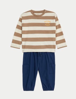 

Boys M&S Collection 2pc Pure Cotton Striped Outfit (0-3 Yrs) - Navy Mix, Navy Mix