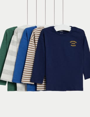 

Boys M&S Collection 5pk Pure Cotton Tops - Navy Mix, Navy Mix