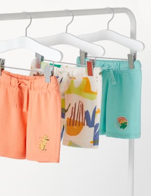 3er-Pack gemusterte Shorts aus reiner Baumwolle (0–3 Jahre) - AT