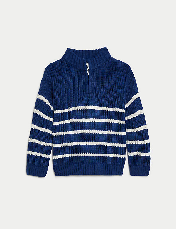 Striped Knitted Half Zip Jumper (0-3 Yrs) - BE
