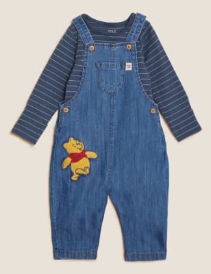 

M&S Collection 2-teiliges Outfit aus reiner Baumwolle mit Winnie the Pooh™-Motiv (0-3 Jahre) - Denim Mix, Denim Mix