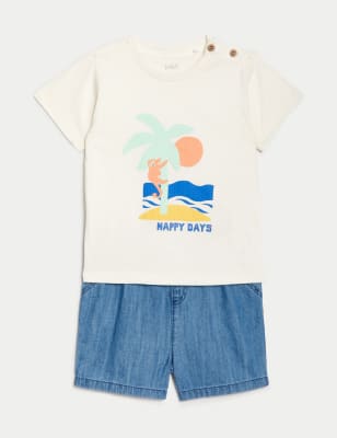 2pc Pure Cotton Palm Tree Outfit (0-3 Yrs)