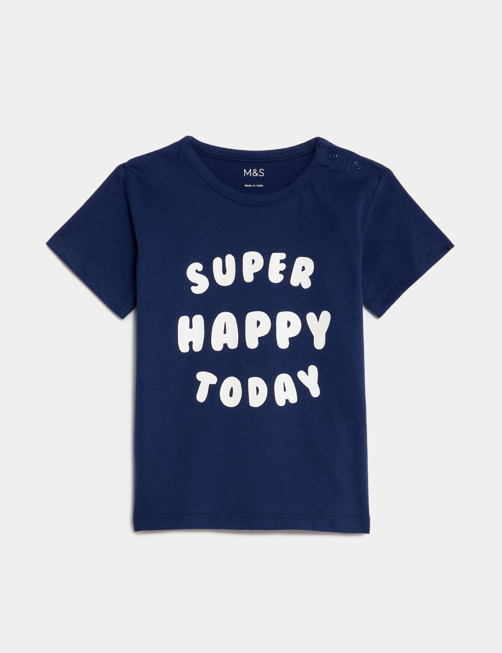Pure Cotton Super Happy Slogan T-Shirt (0-3 Yrs) image 1