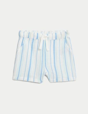 Pure Cotton Striped Shorts (0-3 Yrs)