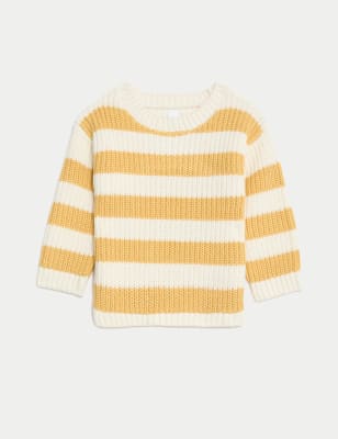 Pure Cotton Striped Knitted Jumper (0-3 Yrs)