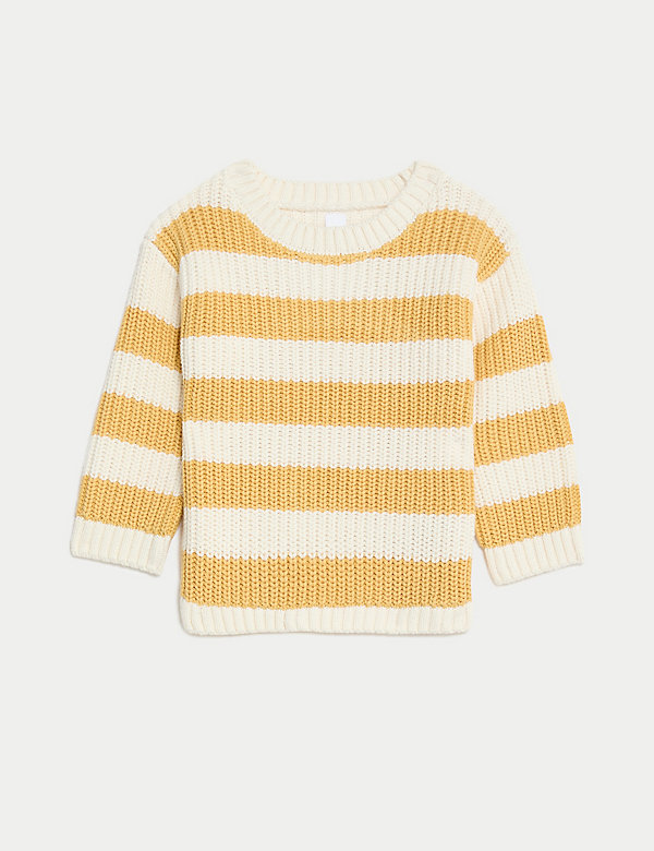 Pure Cotton Striped Knitted Jumper (0-3 Yrs) - DE