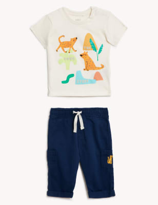 

M&S Collection Conjunto de 2 piezas 100% algodón con estampado animal (0-3 años) - Multi, Multi