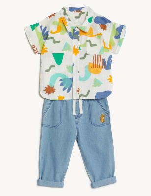 

Boys M&S Collection 2pc Pure Cotton Abstract Print Outfit (0-3 Yrs) - Denim Mix, Denim Mix