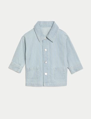 Pure Cotton Denim Striped Jacket (0–3 Yrs) - AL