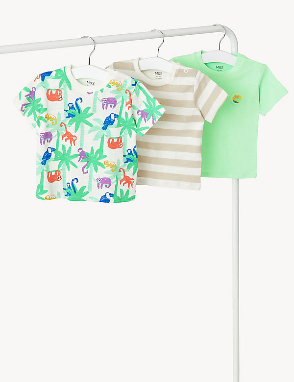 3pk Pure Cotton Palm Tree Print T-Shirts (0-3 Yrs) - SE