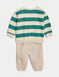2pc Cotton Rich Striped Sweater Outfit (0-3 Yrs)