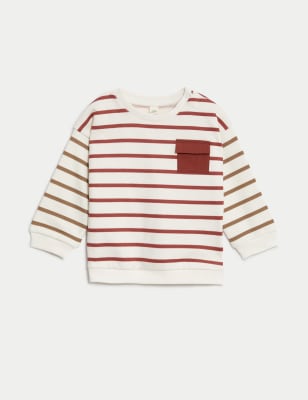 

M&S Collection Gestreiftes Sweatshirt mit hohem Baumwollanteil (0-3 Jahre) - Red Mix, Red Mix