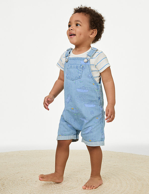 Denim Printed Dungaree Outfit (0-3 Yrs) - CH
