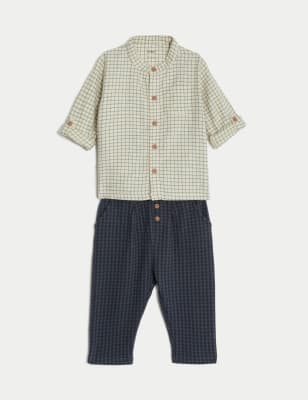 

Boys M&S Collection 2pc Pure Cotton Checked Outfit (0-3 Yrs) - Charcoal Mix, Charcoal Mix