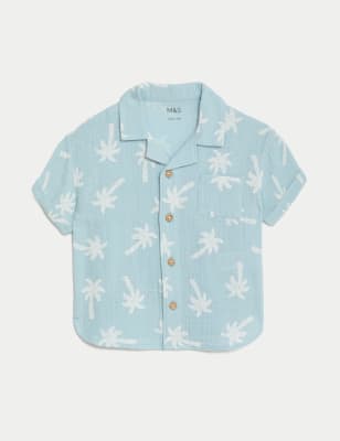 

Boys M&S Collection Pure Cotton Printed Shirt (0-3 Yrs) - Blue Mix, Blue Mix