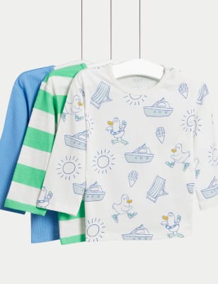 

Boys M&S Collection 3pk Pure Cotton Printed T-Shirts (0-3 Yrs) - Blue Mix, Blue Mix