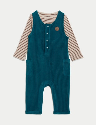 

Boys M&S Collection 2pc Cotton Rich Striped Outfit (0-3 Yrs) - Teal Mix, Teal Mix