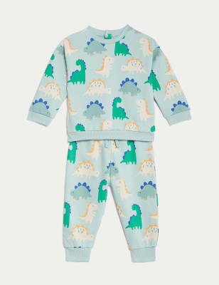 

M&S Collection Conjunto de 2 piezas de algodón con diseño de dinosaurio (0-3 años) - Teal Mix, Teal Mix