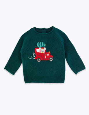 Pull &agrave; motif voiture de No&euml;l