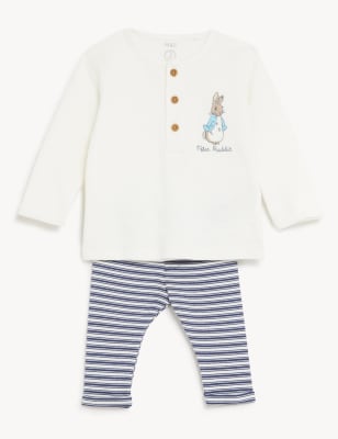 

M&S Collection 2-teiliges Outfit mit hohem Baumwollanteil und Peter Rabbit™-Motiv (0-3 J.) - Cream Mix, Cream Mix