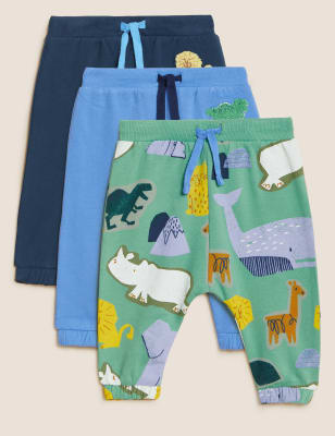 

Boys M&S Collection 3pk Cotton Rich Animal Joggers (0-3 Yrs) - Blue Mix, Blue Mix