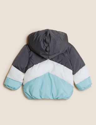 M&S Boys Stormwear  Chevron Padded Hooded Coat (0-3 Yrs)