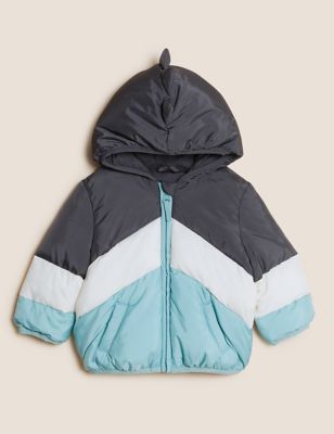 Boys M&S Collection Stormwear™ Chevron Padded Hooded Coat (0-3 Yrs) - Teal Mix, Teal Mix