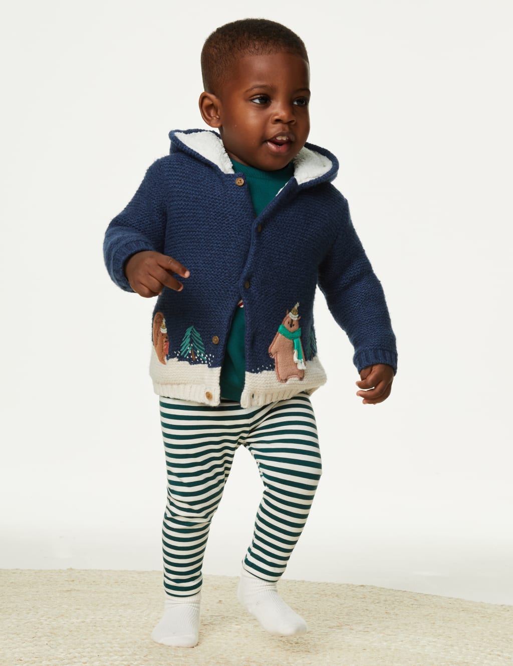 Cotton Rich Winter Animals Hooded Cardigan (0-3 Yrs) image 5