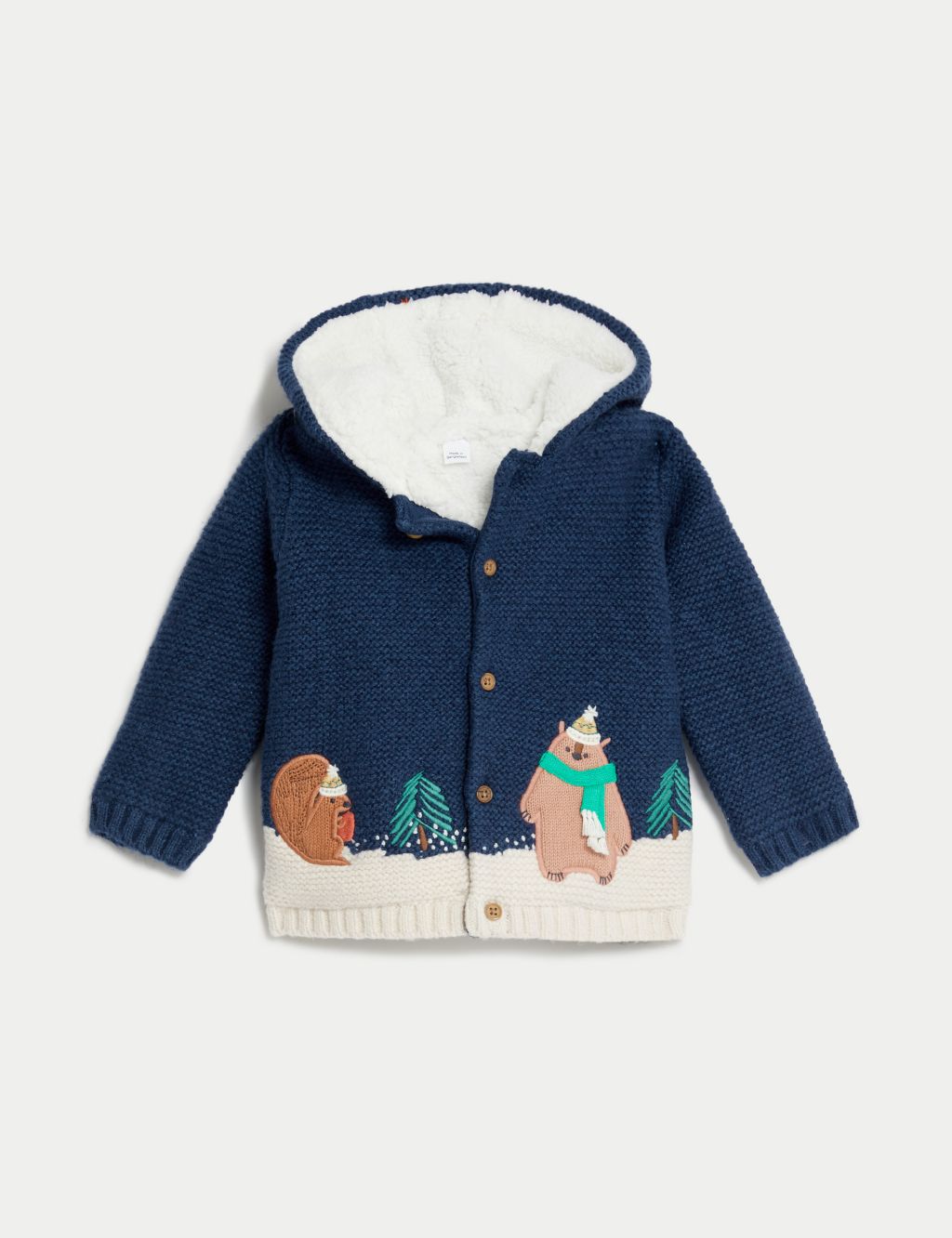 Cotton Rich Winter Animals Hooded Cardigan (0-3 Yrs) image 2
