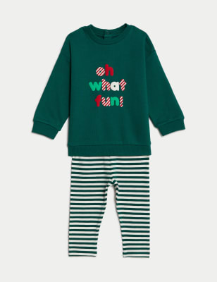 

Boys M&S Collection 2pc Cotton Rich Slogan Outfit (0-3 Yrs) - Green, Green