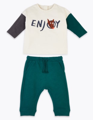 Ensemble top et bas en jersey avec texte &laquo;&nbsp;Enjoy&nbsp;&raquo;