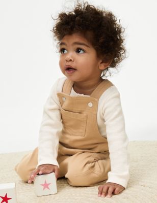 M&S Boys 2pc Cotton Rich Outfit (0-3 Yrs) - 18-24 - Brown Mix, Brown Mix