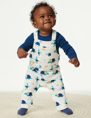 

Boys M&S Collection 2pc Cotton Rich Dinosaur Outfit (0-3 Yrs) - Blue Mix, Blue Mix