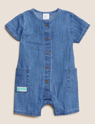 

M&S Collection Strampelanzug aus reinem Baumwoll-Chambray (0-3 J.) - Denim Mix, Denim Mix