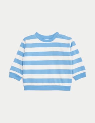 

Boys M&S Collection Pure Cotton Striped Sweatshirt (0-3 Yrs) - Blue, Blue