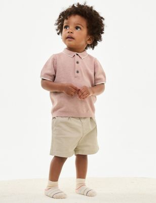 M&S Boys 2pc Pure Cotton Top & Bottom Outfit (0-3 Yrs) - 0-3 M - Pink Mix, Pink Mix